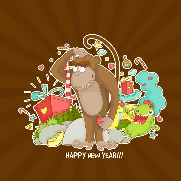 Celebracja chiński nowy rok z małpy. — Wektor stockowy