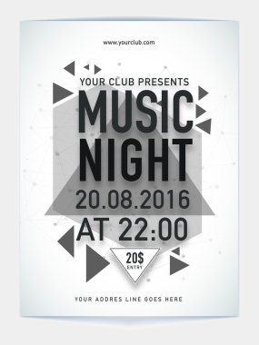 Şablon, afiş veya müzik gece kutlama el ilanı.