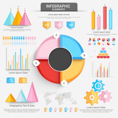 Çeşitli iş Infographic öğeleri kümesi.