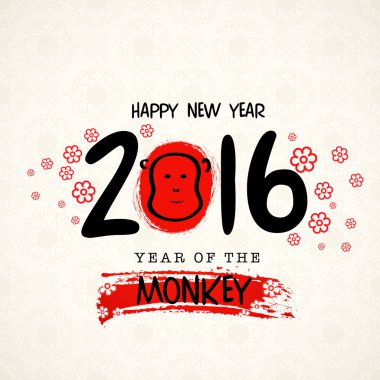 Greeting card for Year of the Monkey 2016.