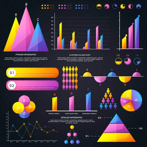Conjunto de diversos elementos de infografía empresarial . — Vector de stock