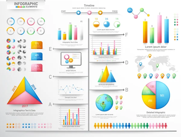 Sada prvků různých infographic podnikání. — Stockový vektor