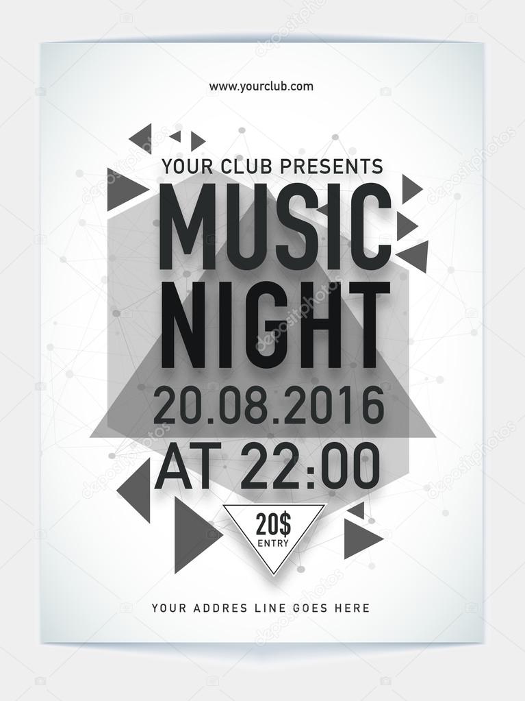 Template, Banner or Flyer for Music Night celebration.