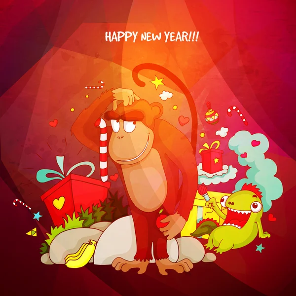 Scimmia creativa per la celebrazione del Capodanno cinese . — Vettoriale Stock