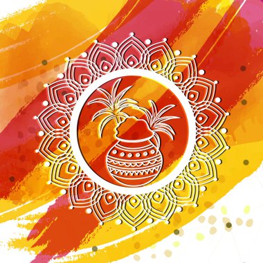 Greeting card for Happy Pongal celebration. clipart