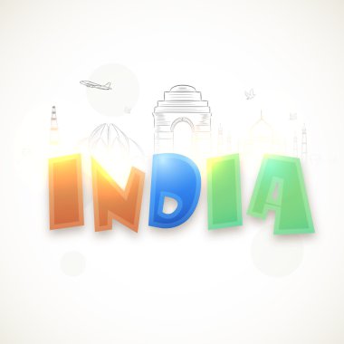 Glossy text Indian with Monuments for Republic Day.