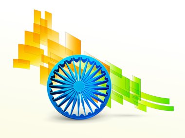 3D Ashoka Wheel with abstract design for Republic Day.