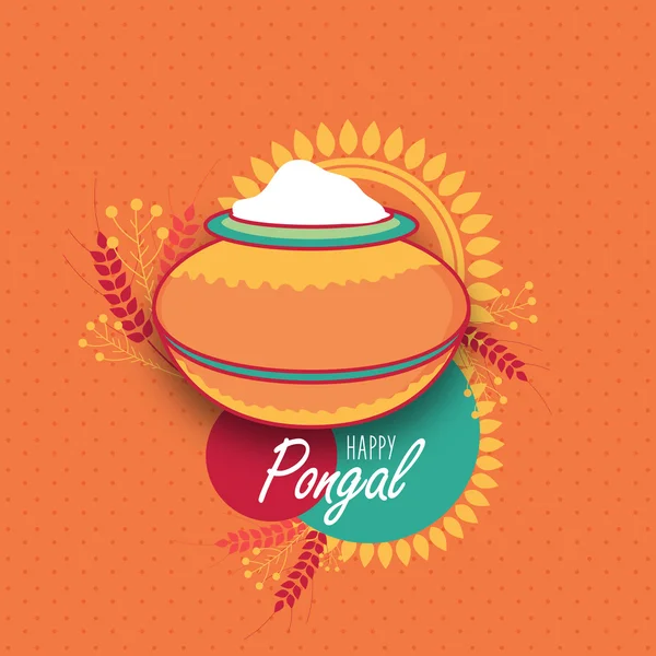 Pot de boue traditionnel pour la célébration de Pongal . — Image vectorielle