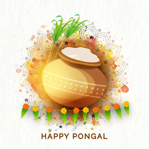 Pot de boue traditionnel pour la célébration de Pongal . — Image vectorielle