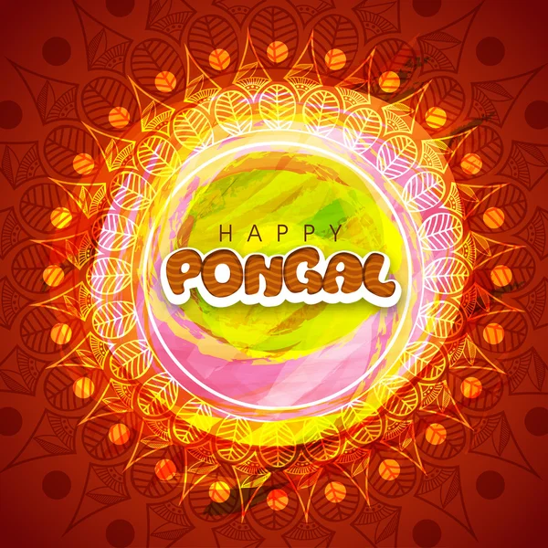 Pongal celebration greeting card design. — Stok Vektör