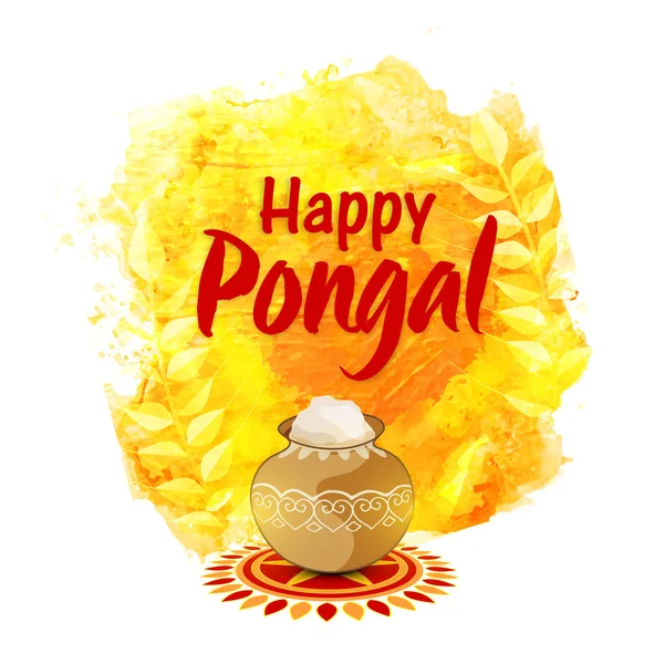 Greeting card for Happy Pongal celebration. — ストックベクタ