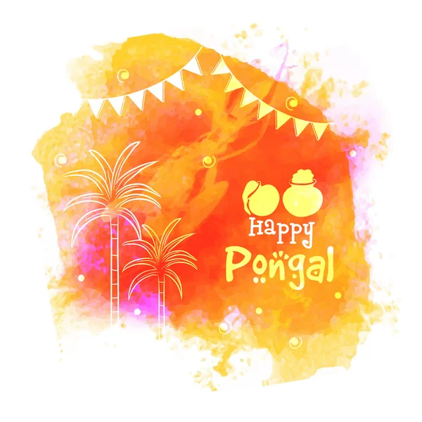 Greeting card for Happy Pongal celebration. — стоковий вектор