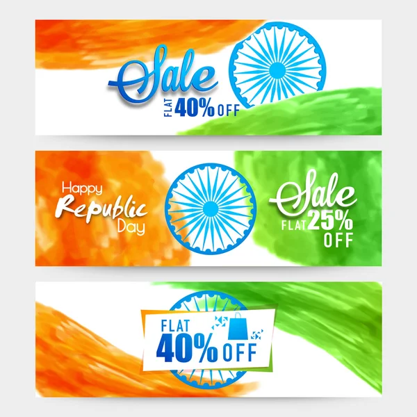 Sale web header or banner for Indian Republic Day. — Stock Vector