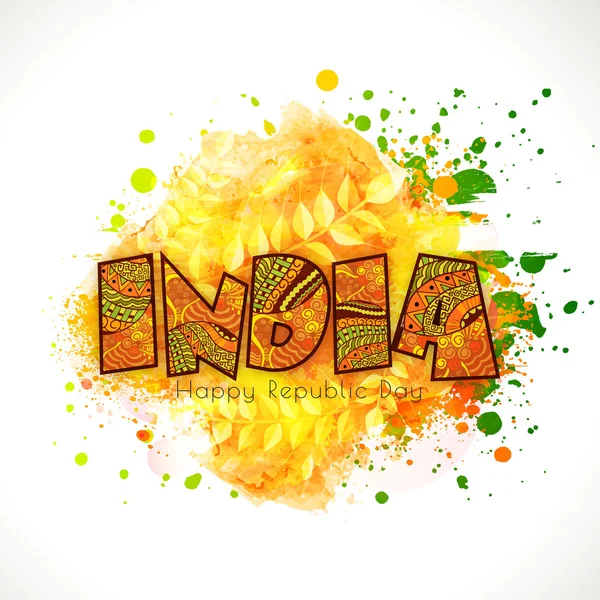 Floral text India for Republic Day celebration. — Wektor stockowy