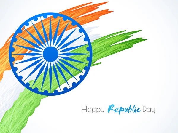 Rueda Ashoka con colores de Bandera Nacional para el Día de la República . — Vector de stock