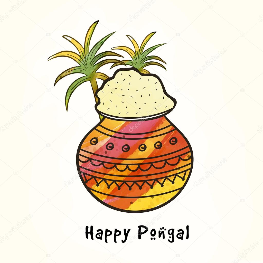 Traditional mud pot for Happy Pongal celebration.
