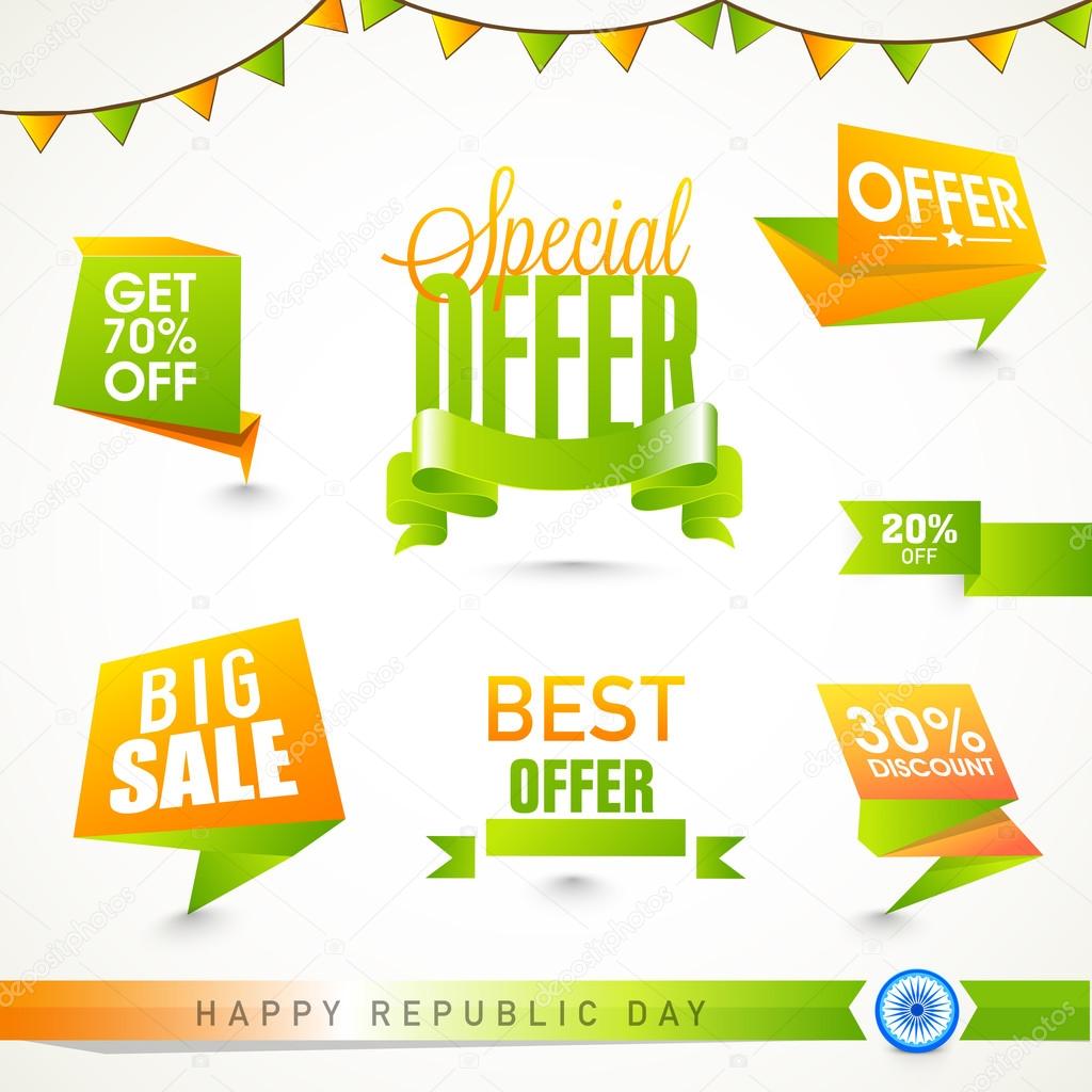 Sale sticker, tag or label for Indian Republic Day.