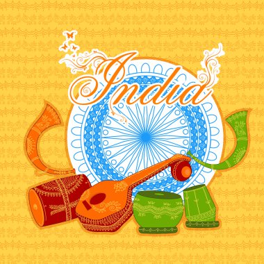 Traditional Musical Instruments for Indian Republic Day. clipart