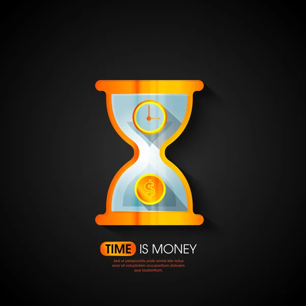 Time is Money concept with Sand Clock. — Stock Vector