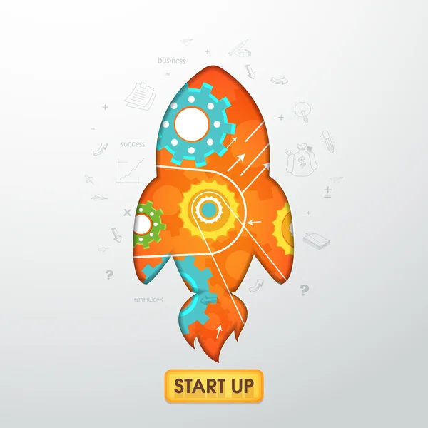 Δημιουργική πυραύλων για επιχειρήσεων Start Up. — Διανυσματικό Αρχείο