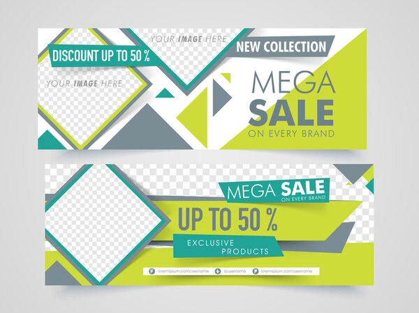 Mega Sale web header or banner set.
