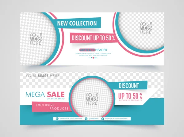 Mega Sale web header or banner set.