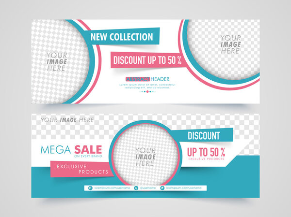 Mega Sale web header or banner set.