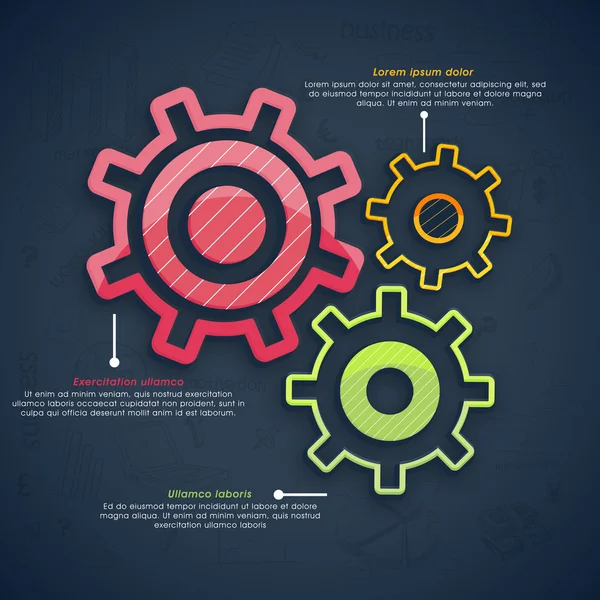 Infographic layout with colorful cogwheel. — Stock Vector