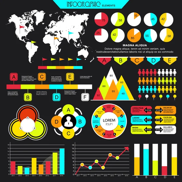 Conjunto de diversos elementos de infografía empresarial . — Archivo Imágenes Vectoriales