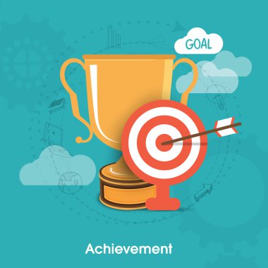 İş başarı kavramı kazanan kupa ile.