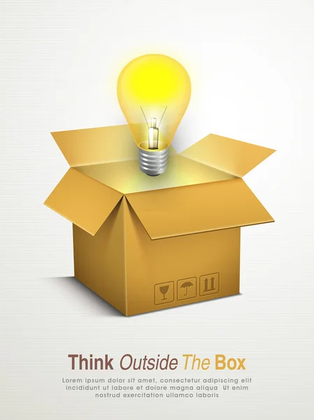 Glödlampa med låda för idén begrepp. — Stock vektor