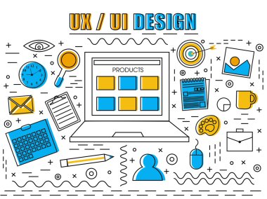 UX ve UI tasarım Infographic öğeleri iş için.
