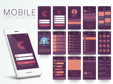 Different Mobile Application UI screens. clipart