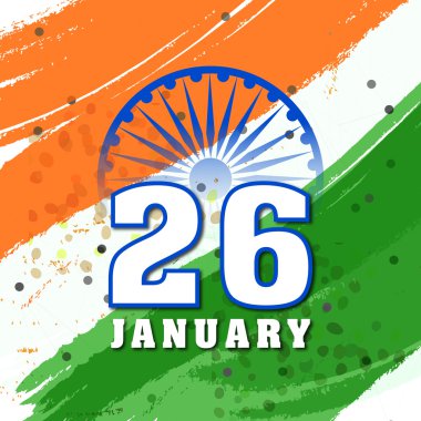 26 Ocak metin ile Ashoka tekerlek Cumhuriyet Bayramı için.