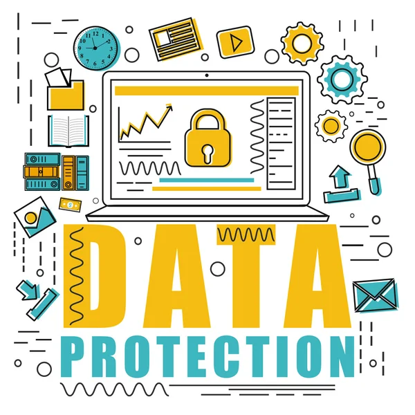 ビジネス データの保護のためのインフォ グラフィックの要素. — ストックベクタ