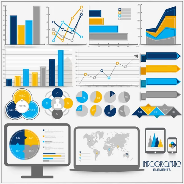 Ensemble d'éléments d'infographie statistique pour les entreprises . — Image vectorielle