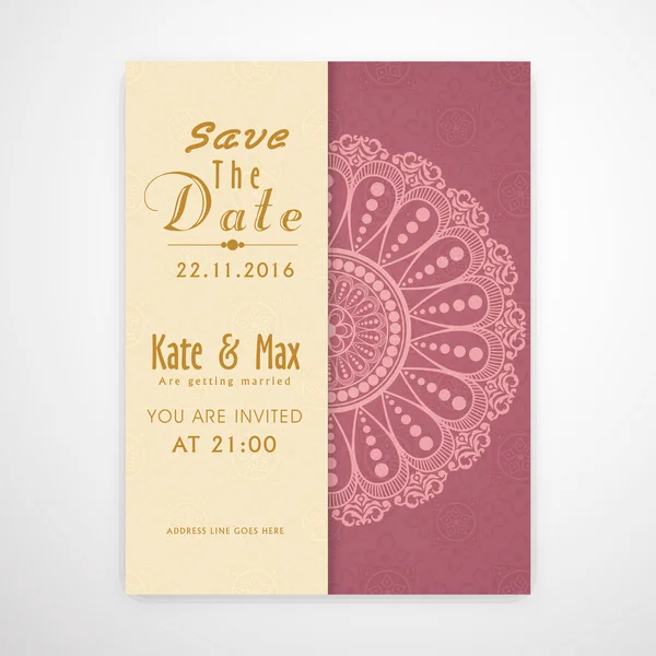 Cartão de convite de casamento com decoração floral . — Vetor de Stock