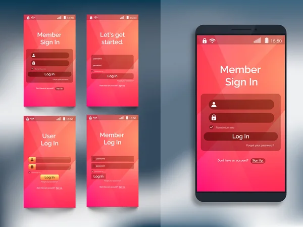 Login features, Mobile UI Screens. — Stock Vector