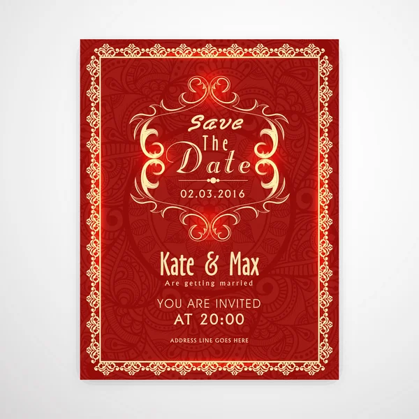 Carte d'invitation de mariage avec décoration florale . — Image vectorielle