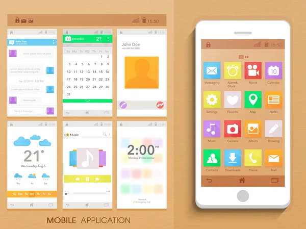 Kit d'interface d'application mobile avec Smartphone . — Image vectorielle