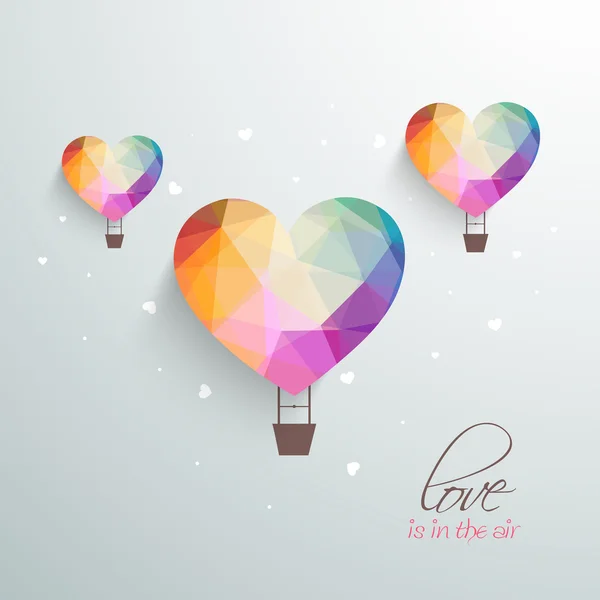 Hot air balloons for Valentine's Day celebration. — Stockvector