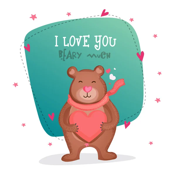 Bonito oso para la celebración del Día de San Valentín . — Vector de stock