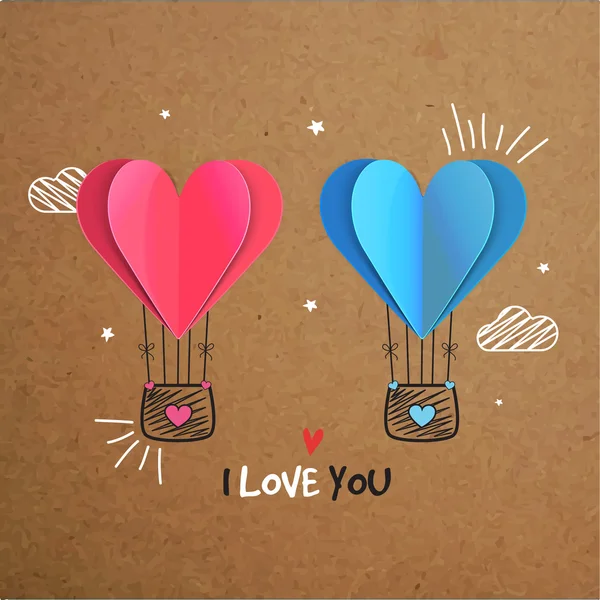 Hot air balloons for Valentine's Day celebration. — Stock vektor