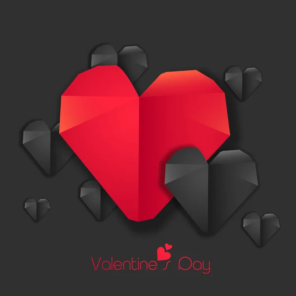 Creative origami hearts for Happy Valentine's Day. — Stock Vector