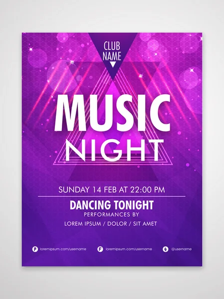 Music Night Template, Banner or Flyer design. — Stock Vector