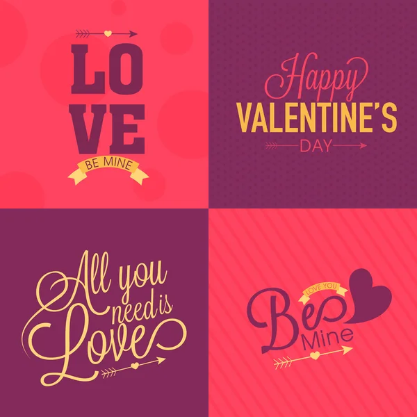 Typographic collection for Valentine's Day celebration. — Stock Vector