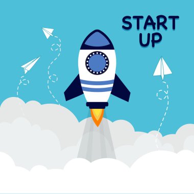 İş Start Up konsepti için yaratıcı roket.