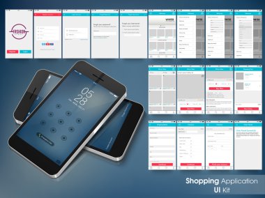 Online alışveriş kavramı için hareket eden kullanıcı arabirimi.