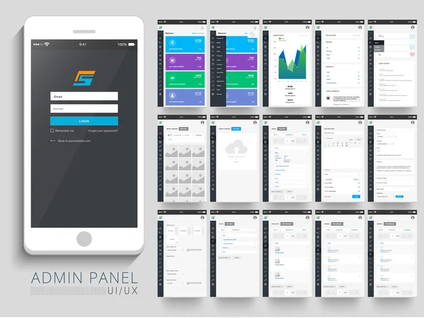 Layout de interface de usuário do painel de administração . — Vetor de Stock