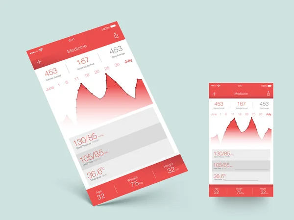 Écran d'interface utilisateur Santé et Fitness pour Mobile . — Image vectorielle